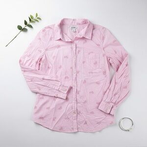 Old Navy Light Pink Button Down Collared Shirt Novelty Bicycle Prints